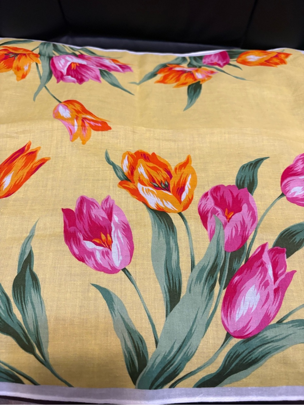 Kenzo Yellow Tulip Print square handkerchief - Picture 3 of 3